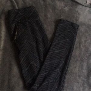 Gray, black and white, diagonal design striped.